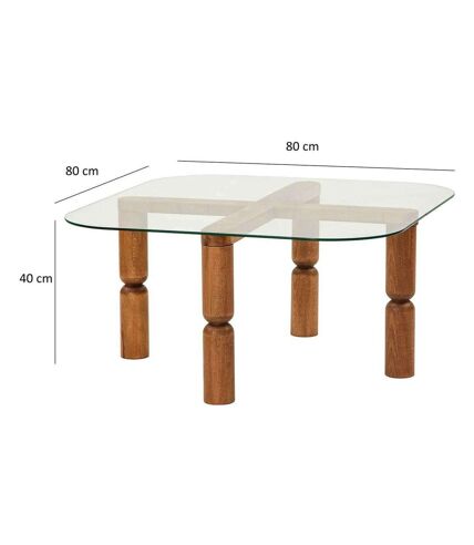 Table basse en bois massif et verre