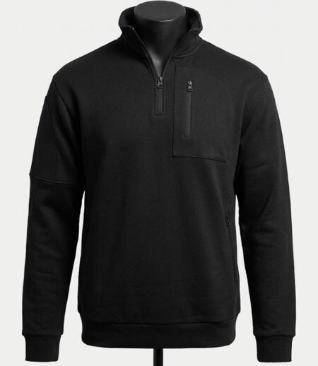 CHALLENGER PERCEVAL2 — Sweat col camionneur noir : l'allié thermique et pratique du quotidien