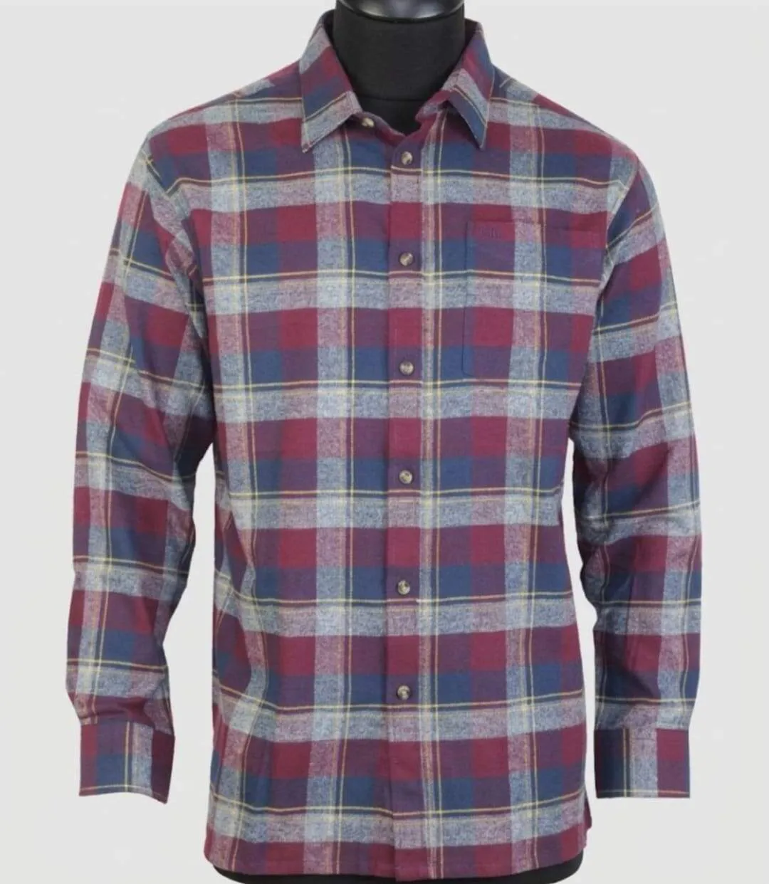 CHALLENGER TARIC2 — Chemise à carreaux manches longues bordeaux et bleu : confort thermique en flanelle-3
