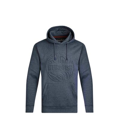 Mens perranporth grindle embossed hoodie navy Weird Fish