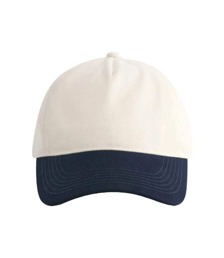 Leisure Contrast Peak Baseball Cap Natural French Navy Beechfield