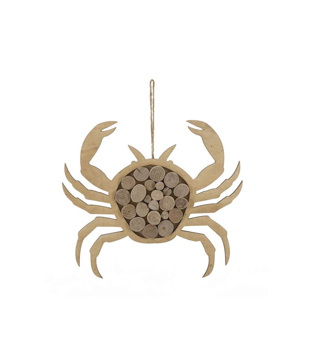 Décoration Murale en Bois à Suspendre Crabe 35cm Naturel-1