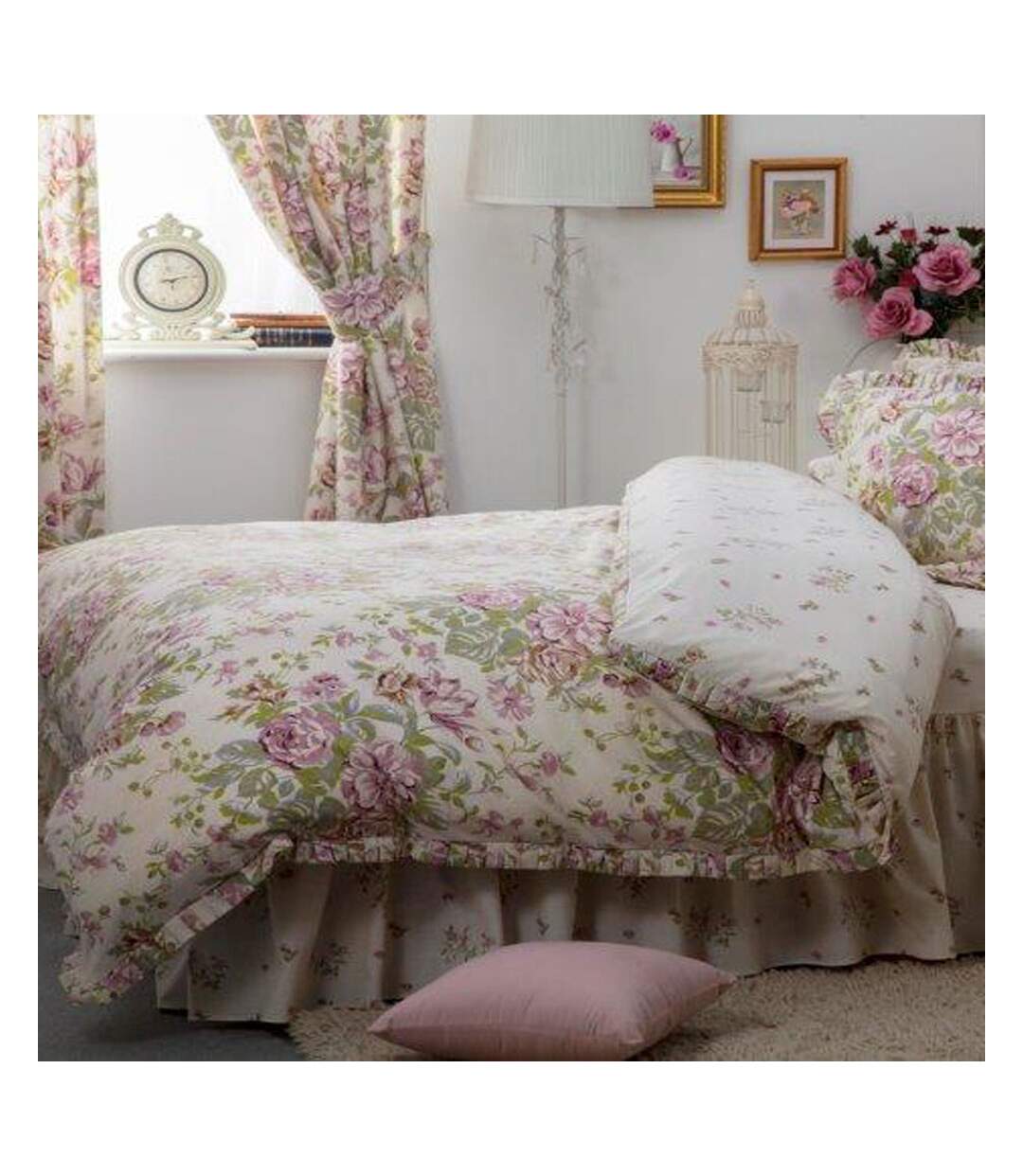 Housse de couette blanc cassé / rose / vert Belledorm-1