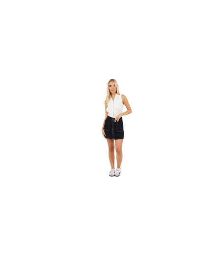 Womens/ladies Denim Full Zip High Waist Mini Skirt Black White Brave Soul