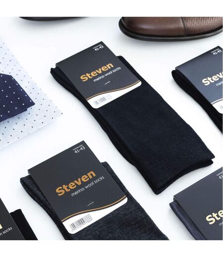 Steven - 3 Paires Homme Chaussettes Merinos Laine Chaudes Randonnée