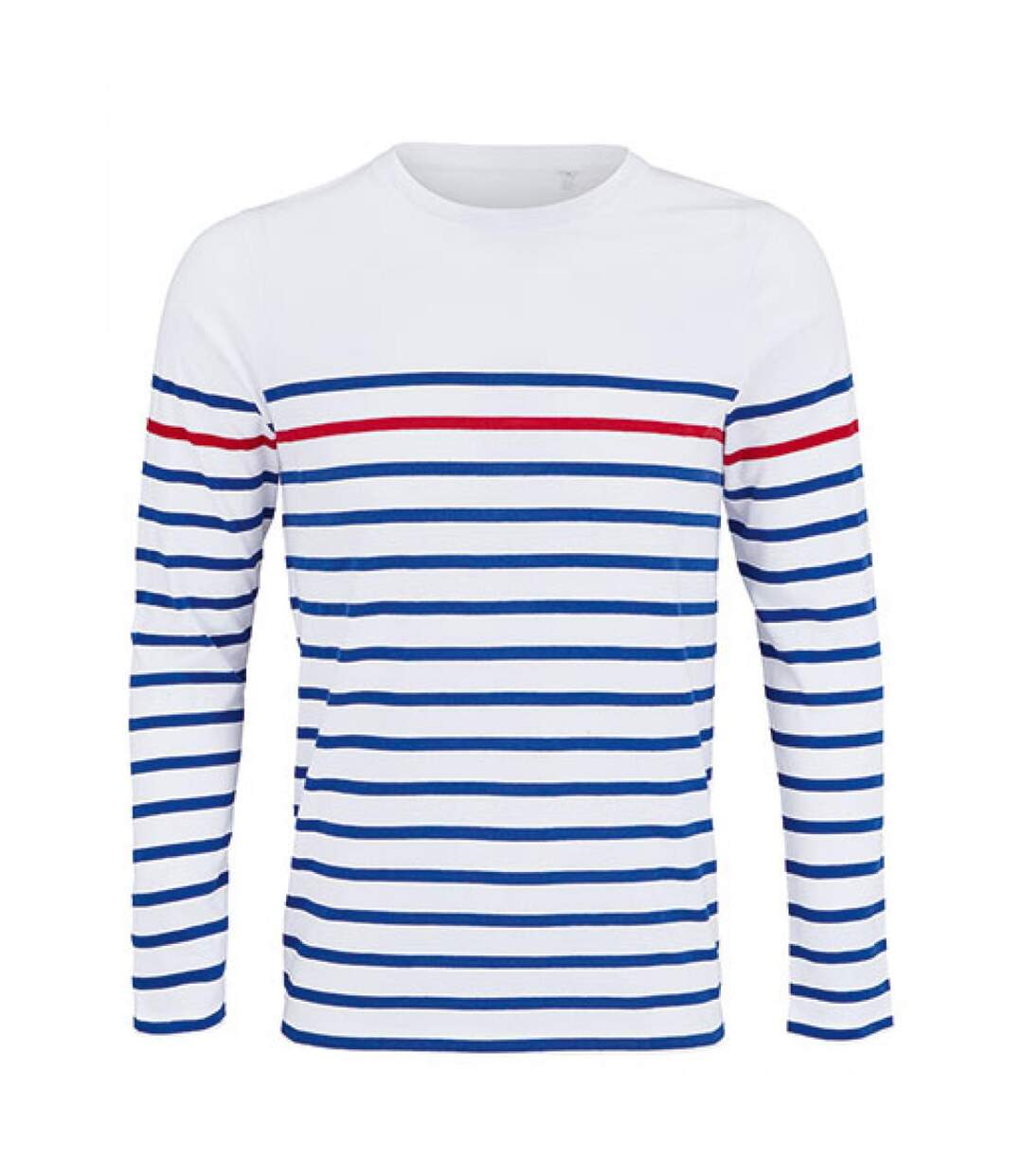 Mens Matelot Striped Long-sleeved T-shirt White Royal Blue Red SOLS-2