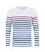 Mens Matelot Striped Long-sleeved T-shirt White Royal Blue Red SOLS-2