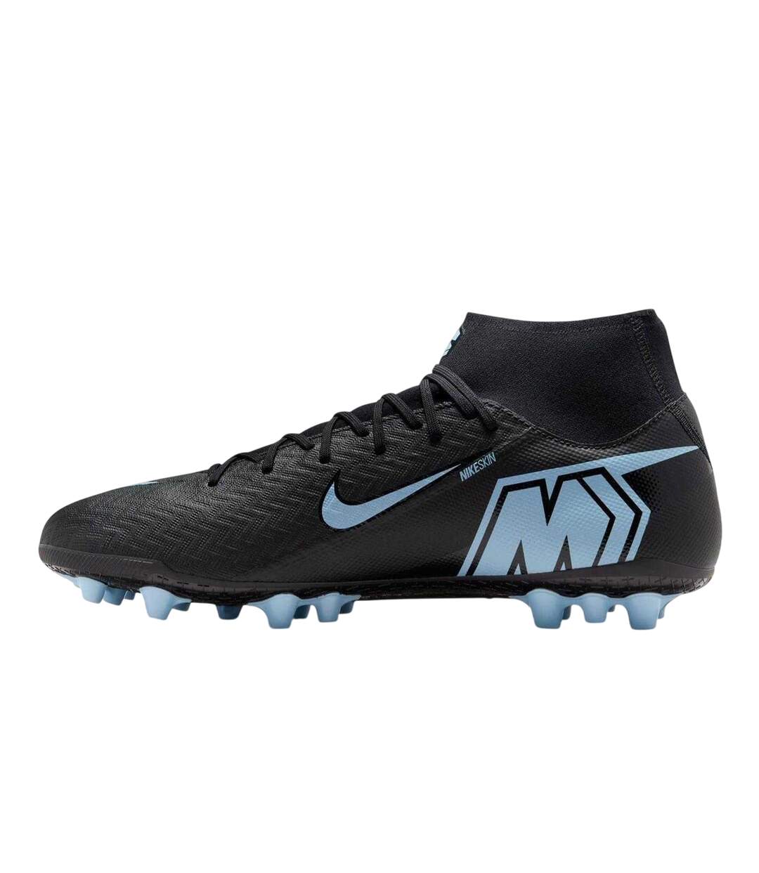 Mens Mercurial Superfly 10 Academy Leather Artificial Ground Football Boots Black Blue Nike-3