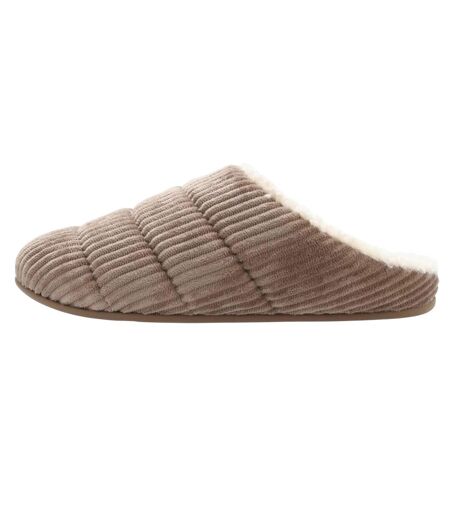Womens/ladies chrissie corduroy fleece lined slippers mink FitFlop