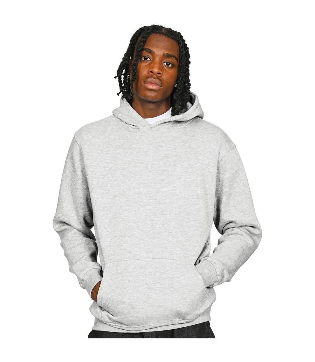 Mens Core Ringspun Cotton Tall Hoodie Ash Grey Casual Classics-1