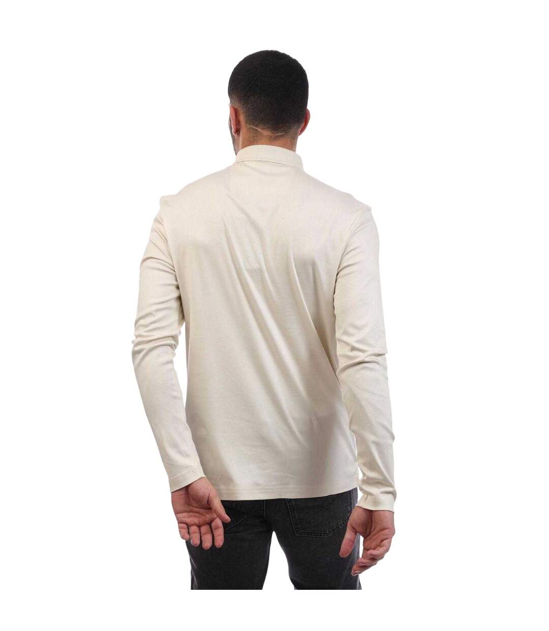 Mens Pirol Long-sleeved Polo Shirt White Boss-2