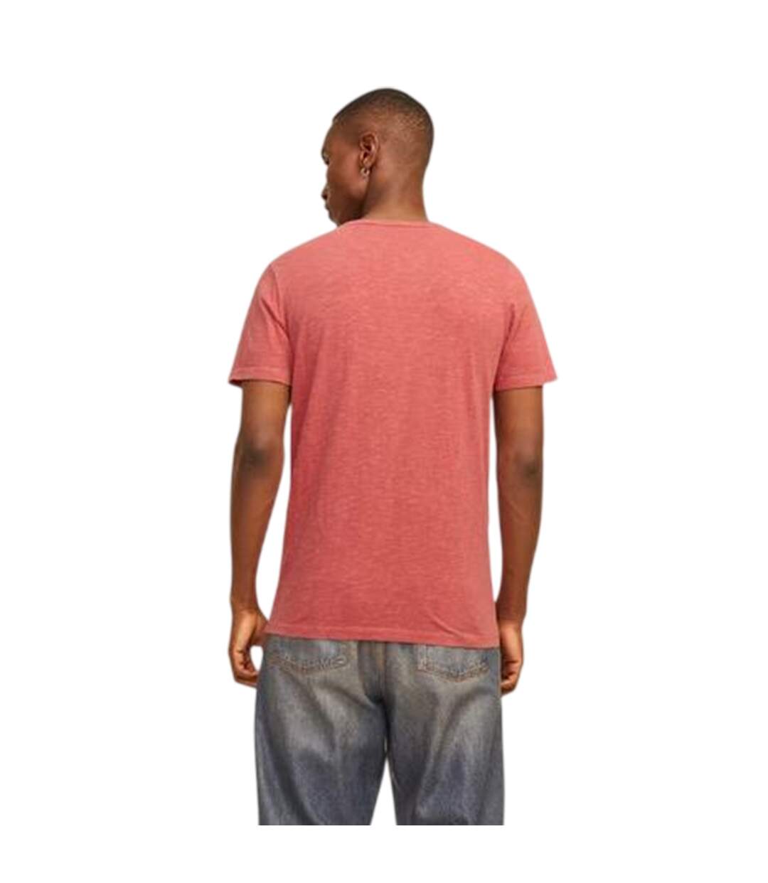 Mens Notch Neck Regular T-shirt Red Ochre Jack And Jones-3