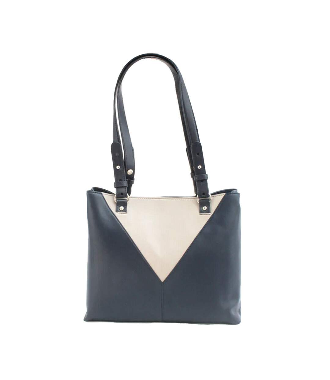 Alice Contrast Panel Leather Handbag One Size Navy Ivory Eastern Counties Leather-1