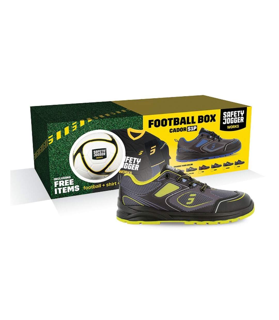 Promobox Chaussures  S1P Cador avec ballon de foot, maillot de football et chaussettes-1