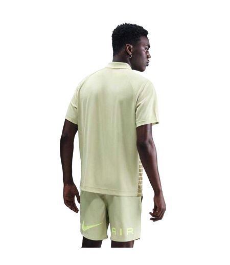 Mens Air Swoosh Stripes Polo Shirt Olive Green Nike
