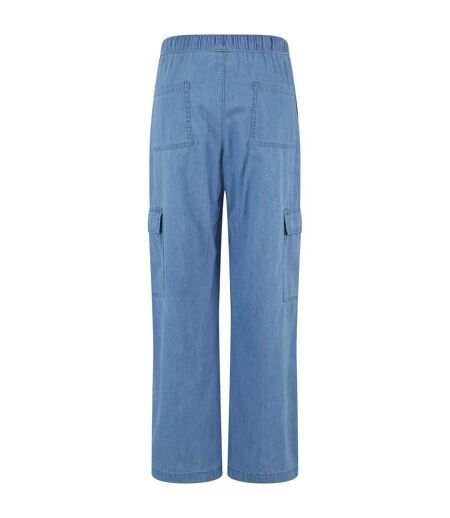 Womens/ladies Denim Lightweight Cargo Trousers Skyblue Washed Urban Classics