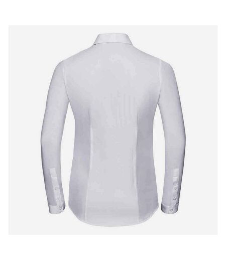 Russell Collection Womens/Ladies Herringbone Long-Sleeved Formal Shirt (White) - UTPC5801