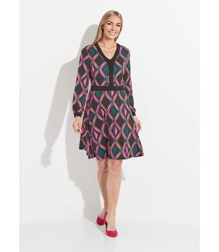 Robe évasée courte graphique col V