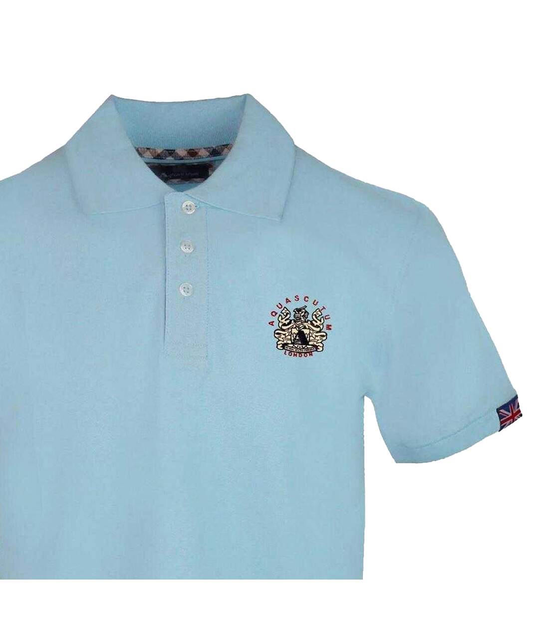 Mens Cotton Polo Shirt Blue Cielo Aquascutum-3