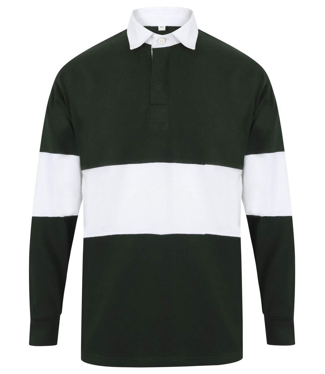 Maillot col polo de rugby homme - FR07M - vert bouteille et blanc