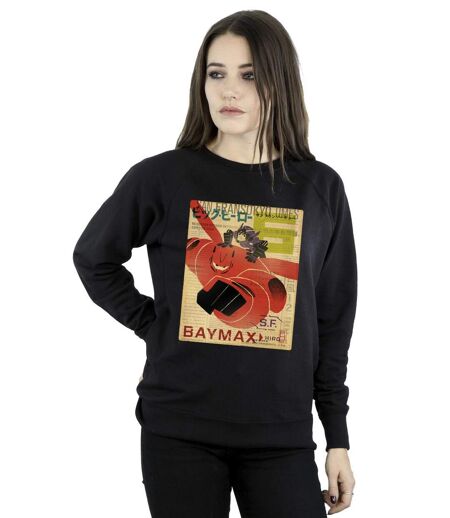 Disney - Sweat BIG HERO BAYMAX FLYING BAYMAX NEWSPAPER - Femme (Noir) - UTBI11395