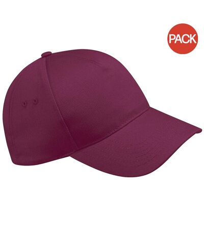 Lot de 2  casquettes de baseball adulte bordeaux Beechfield