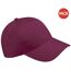 Lot de 2  casquettes de baseball adulte bordeaux Beechfield