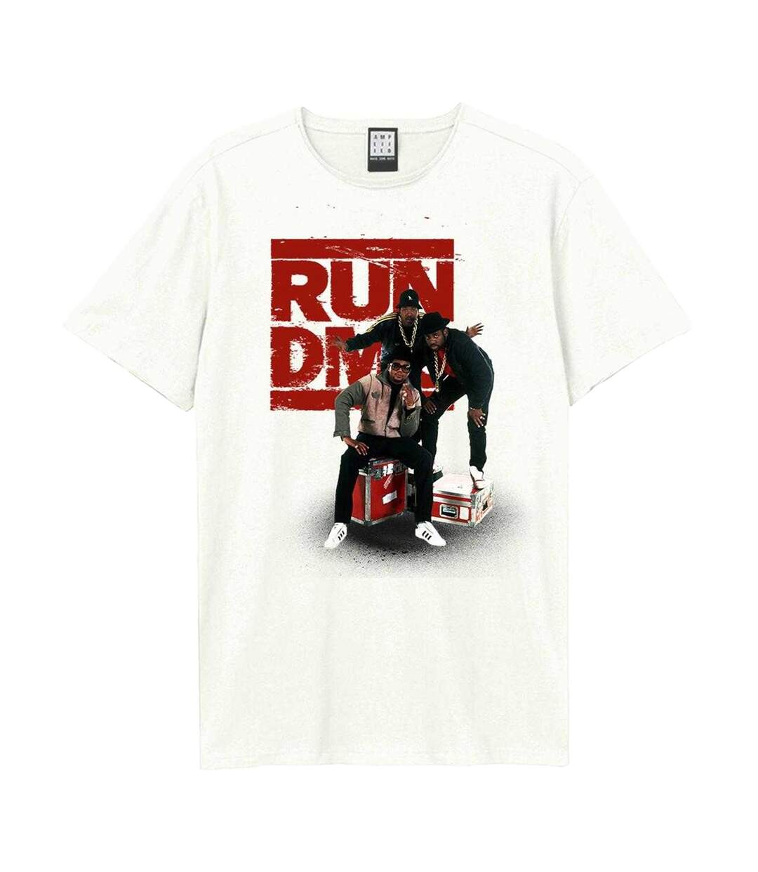 Unisex Adult Crate Run Dmc T-shirt Vintage White Amplified-1