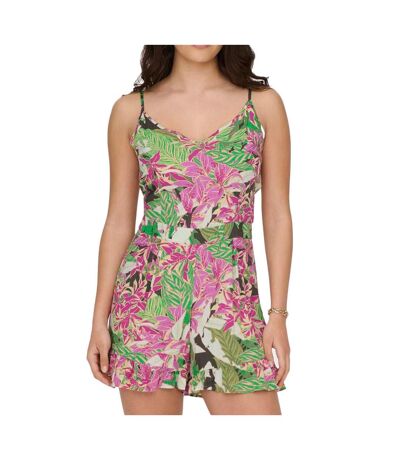 Combi-Short fleuris vert/rose femme only strap - l