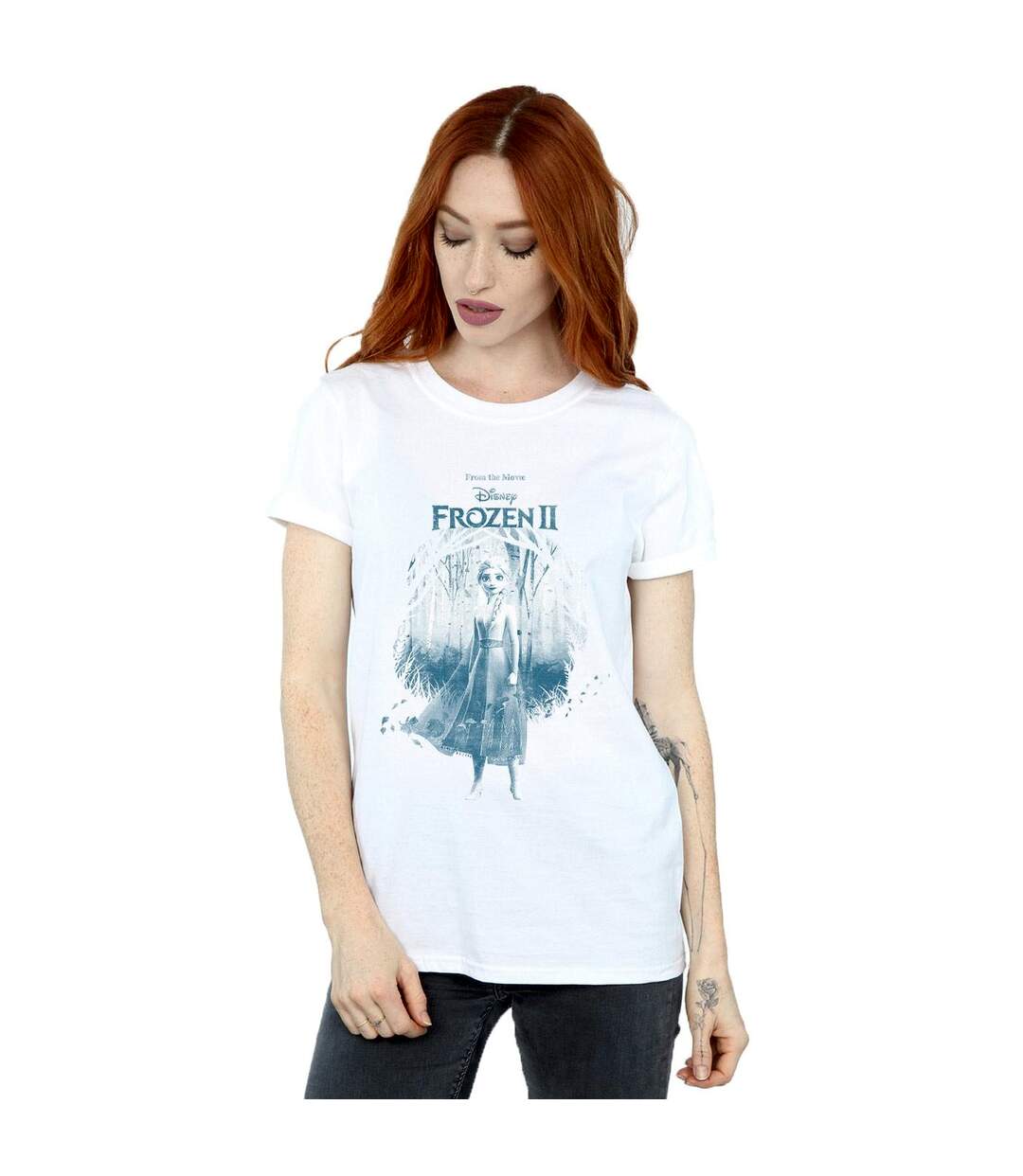 Disney Womens/Ladies Frozen 2 Elsa Find The Way Cotton Boyfriend T-Shirt (Blanc) - UTBI47685-2