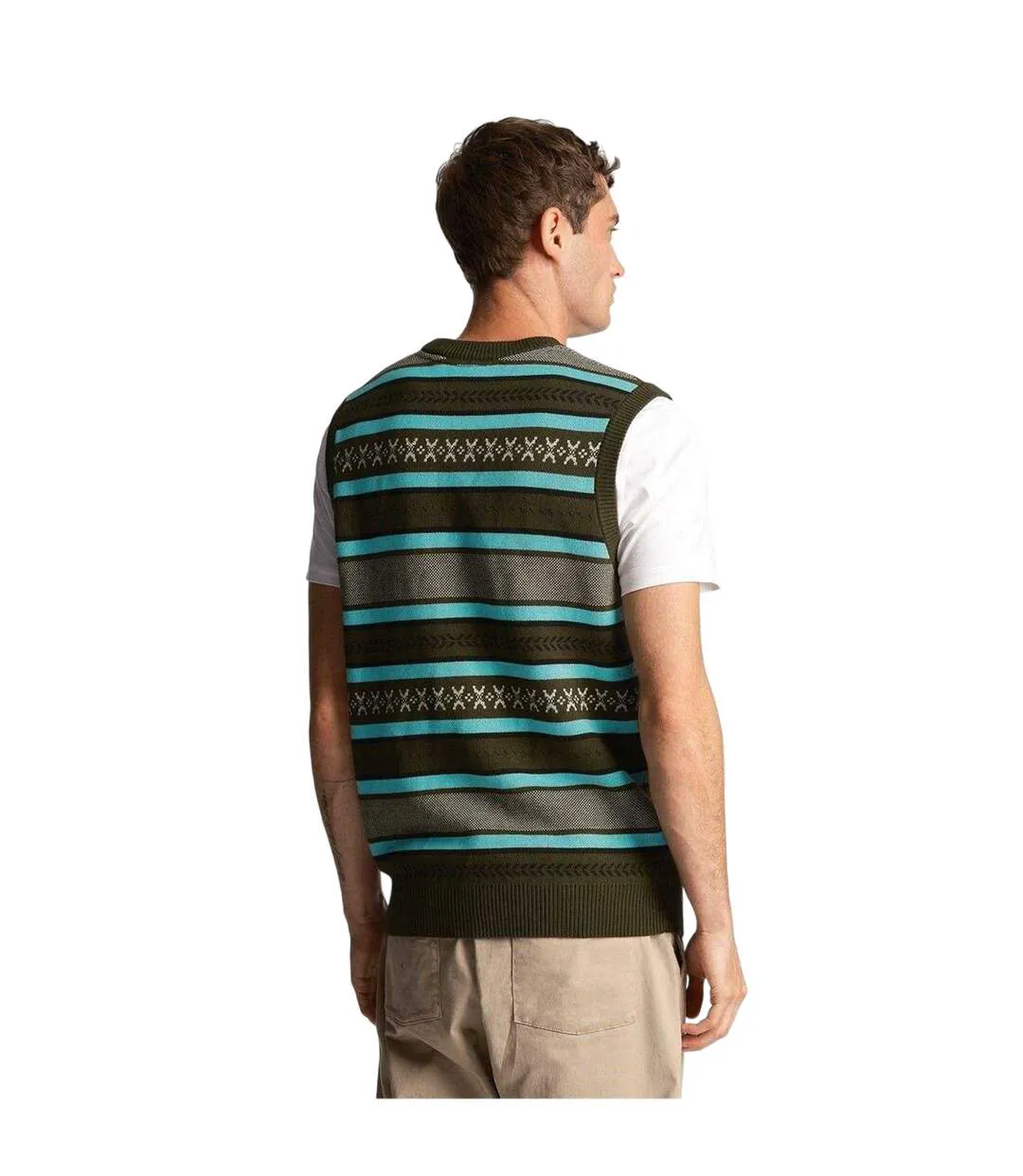 Pull Tricoté Sans Manches Homme Kaki Lyle & Scott-3