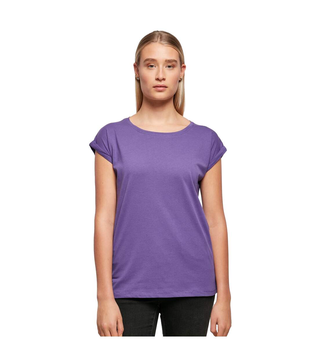 Womens/ladies extended shoulder t-shirt ultra violet Build Your Brand-4