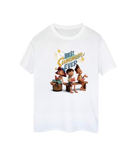 Disney Womens/Ladies Luca Best Summer Ever Cotton Boyfriend T-Shirt (Blanc) - UTBI30827