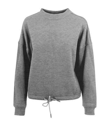 Build Your Brand Womens/Ladies Oversize Crew Neck Sweatshirt (Gray)
