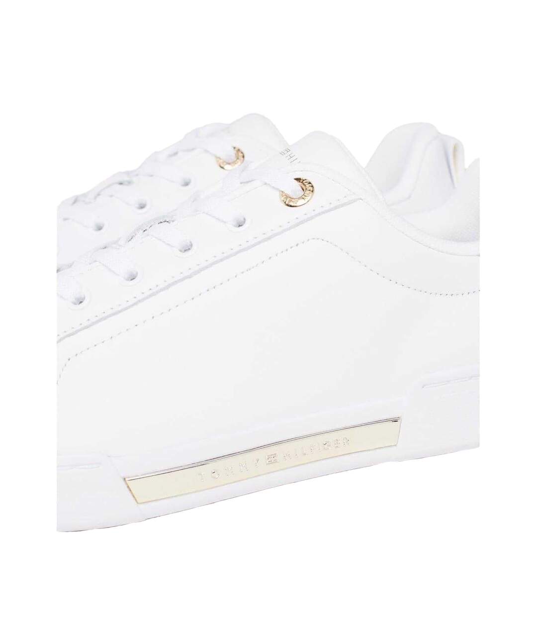 Womens/ladies Leather Cupsole Court Shoes White Tommy Hilfiger-4