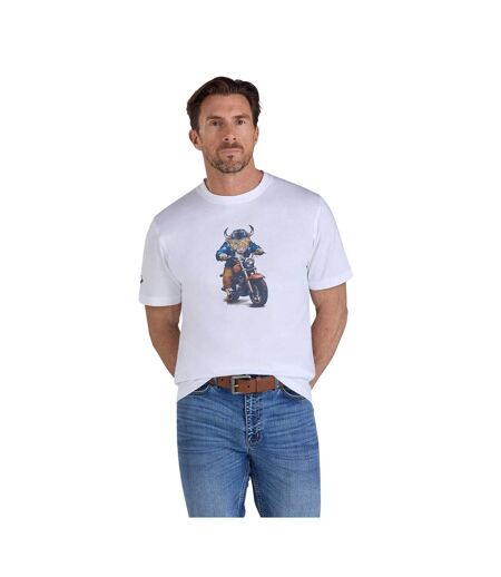 T-shirt Motif/style Motard Bully Boy Homme Blanc Raging Bull
