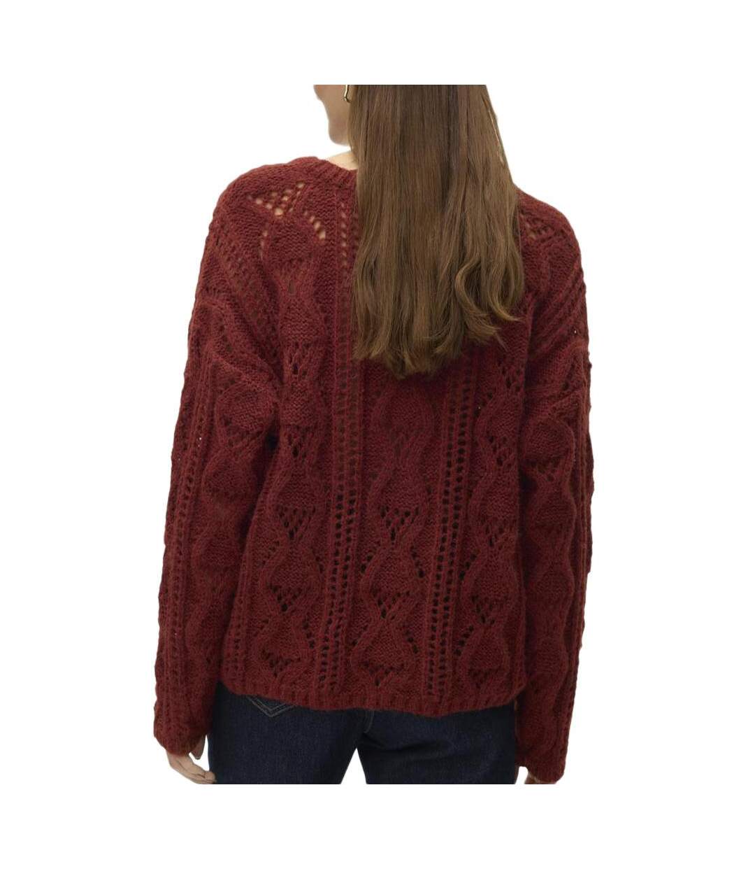 Pull bordeaux femme vero moda structure-2