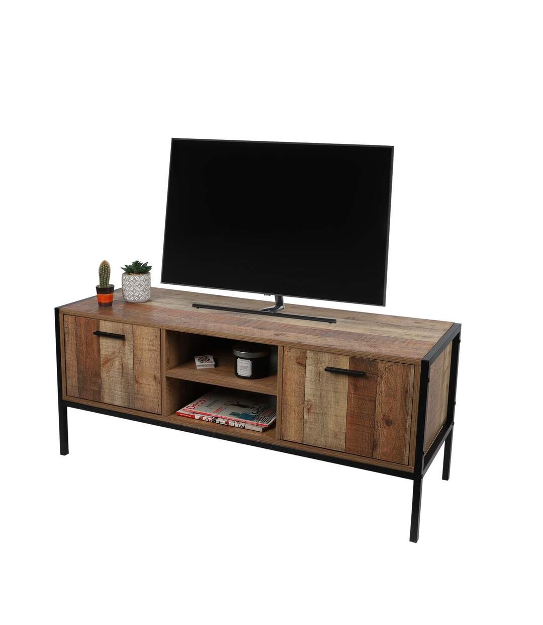 Meuble TV Riverside - 2 Portes - Largeur 124 cm - Métal et Bois-1