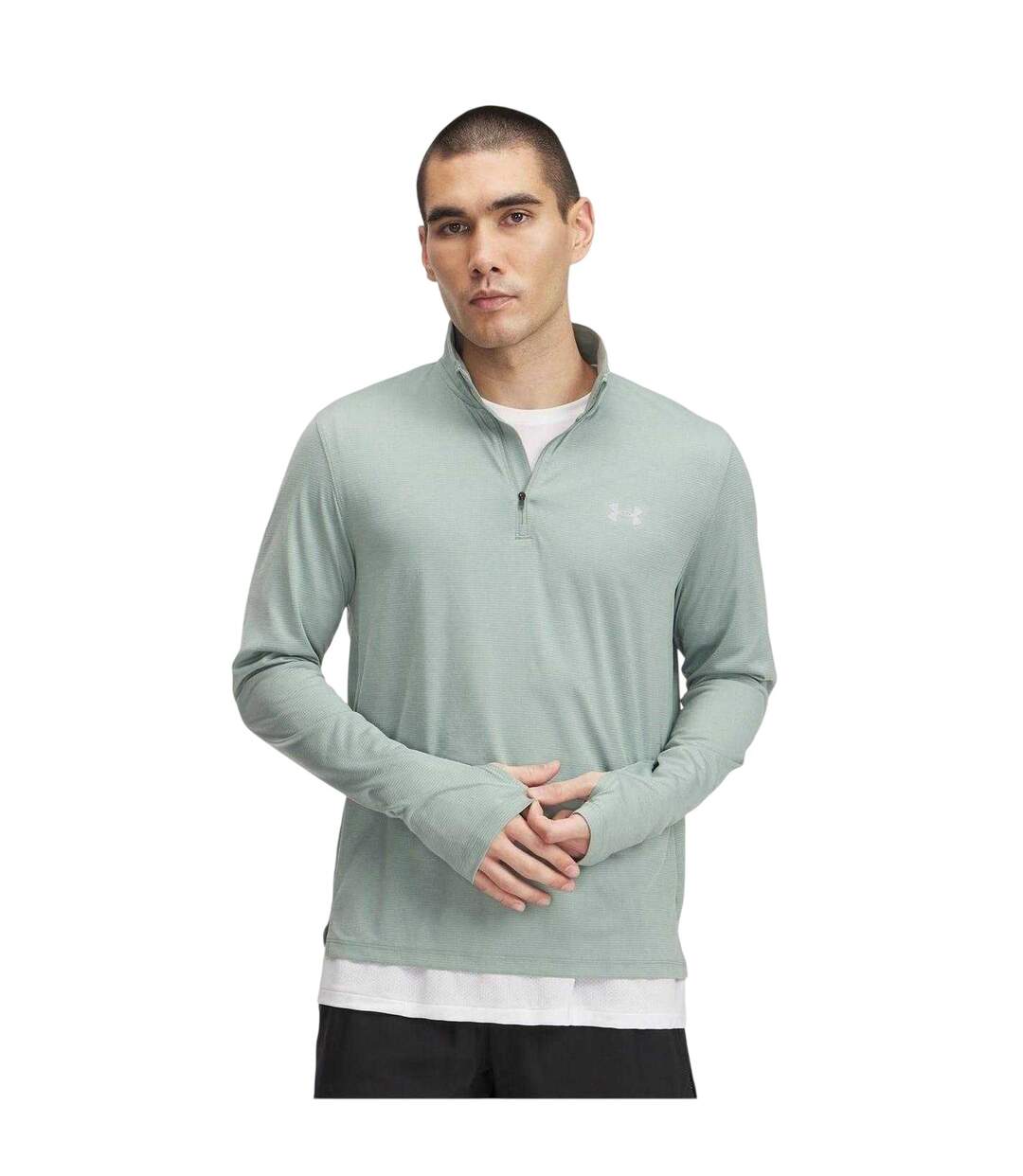 Mens Launch Quarter Zip Track Top Green Under Armour-1
