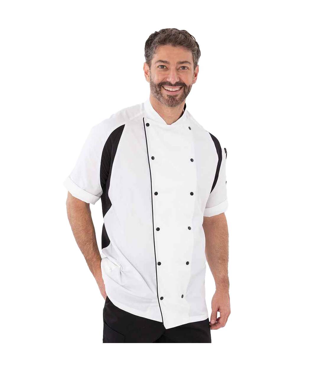 Unisex Adult Staycool Raglan Chef Jacket White Black Le Chef-1
