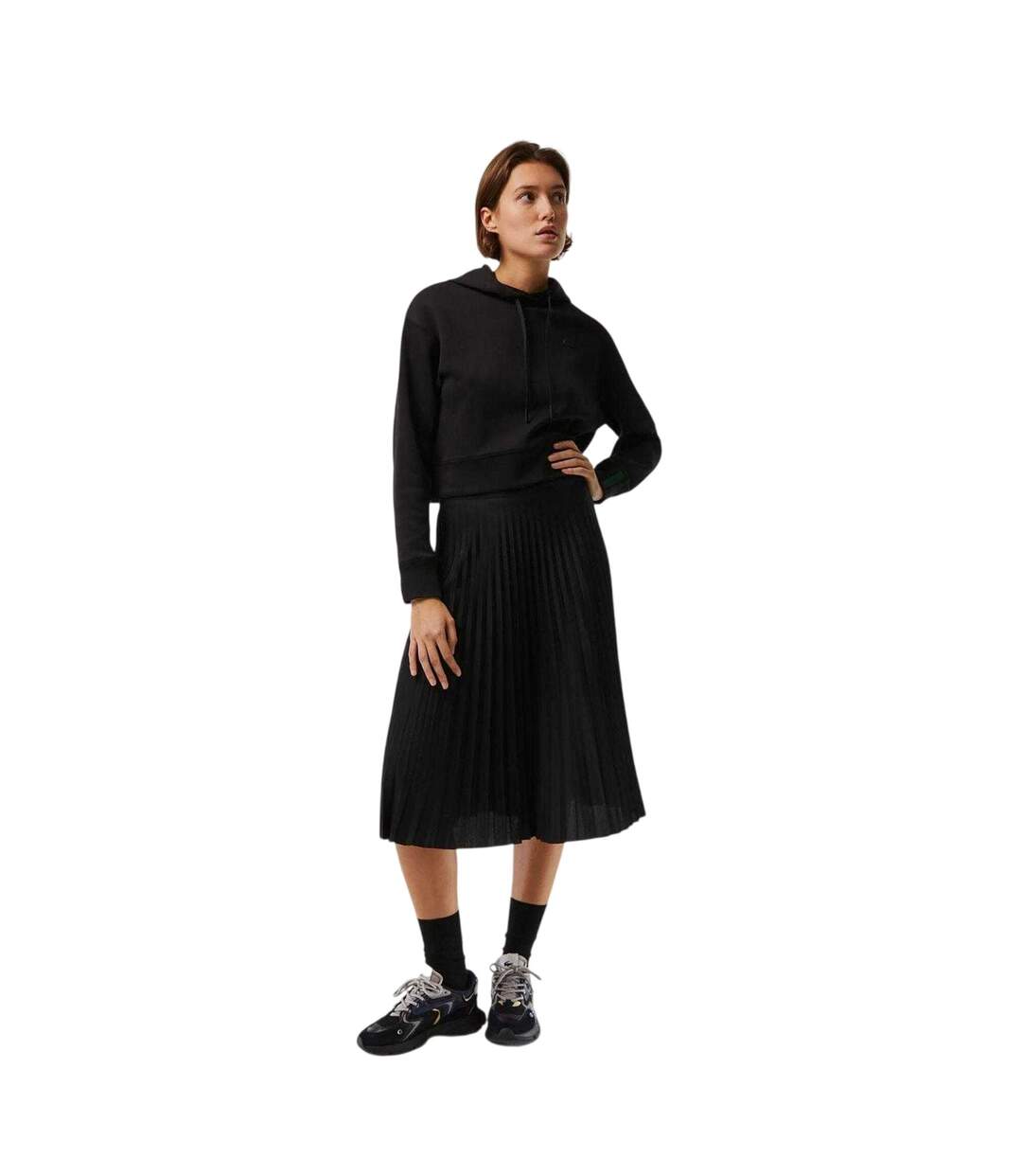 Womens/ladies Pleated Midi Skirt Black Lacoste-4