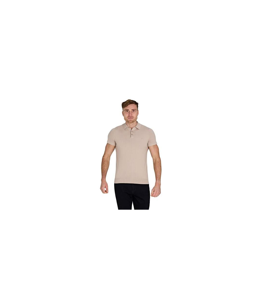 Mens Knitted Short-sleeved Polo Shirt Stone Raging Bull-1
