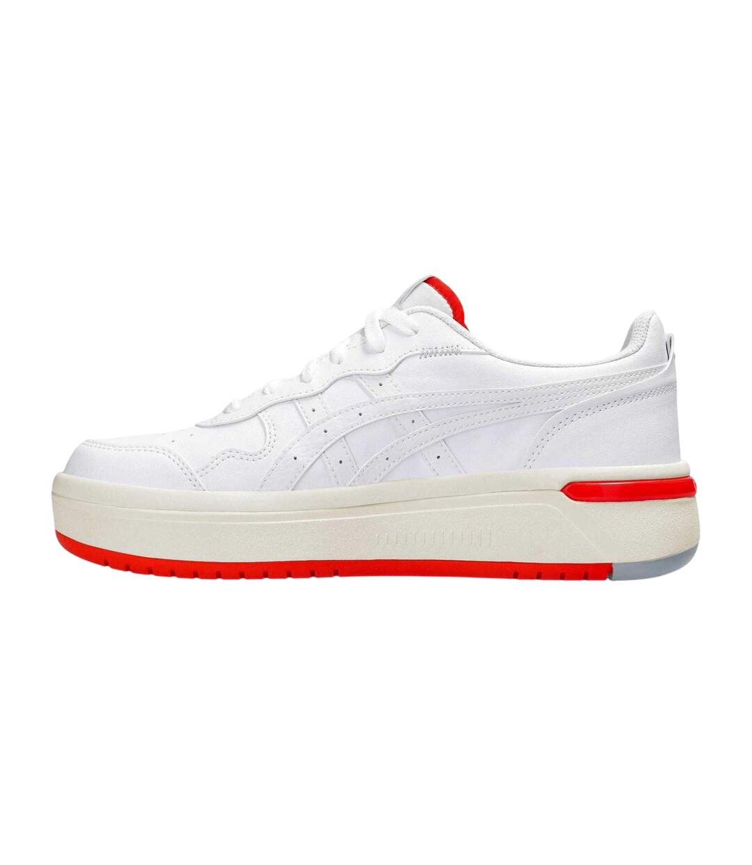 Womens/ladies Leather Chunky Platform Trainers White Cherry Asics-2