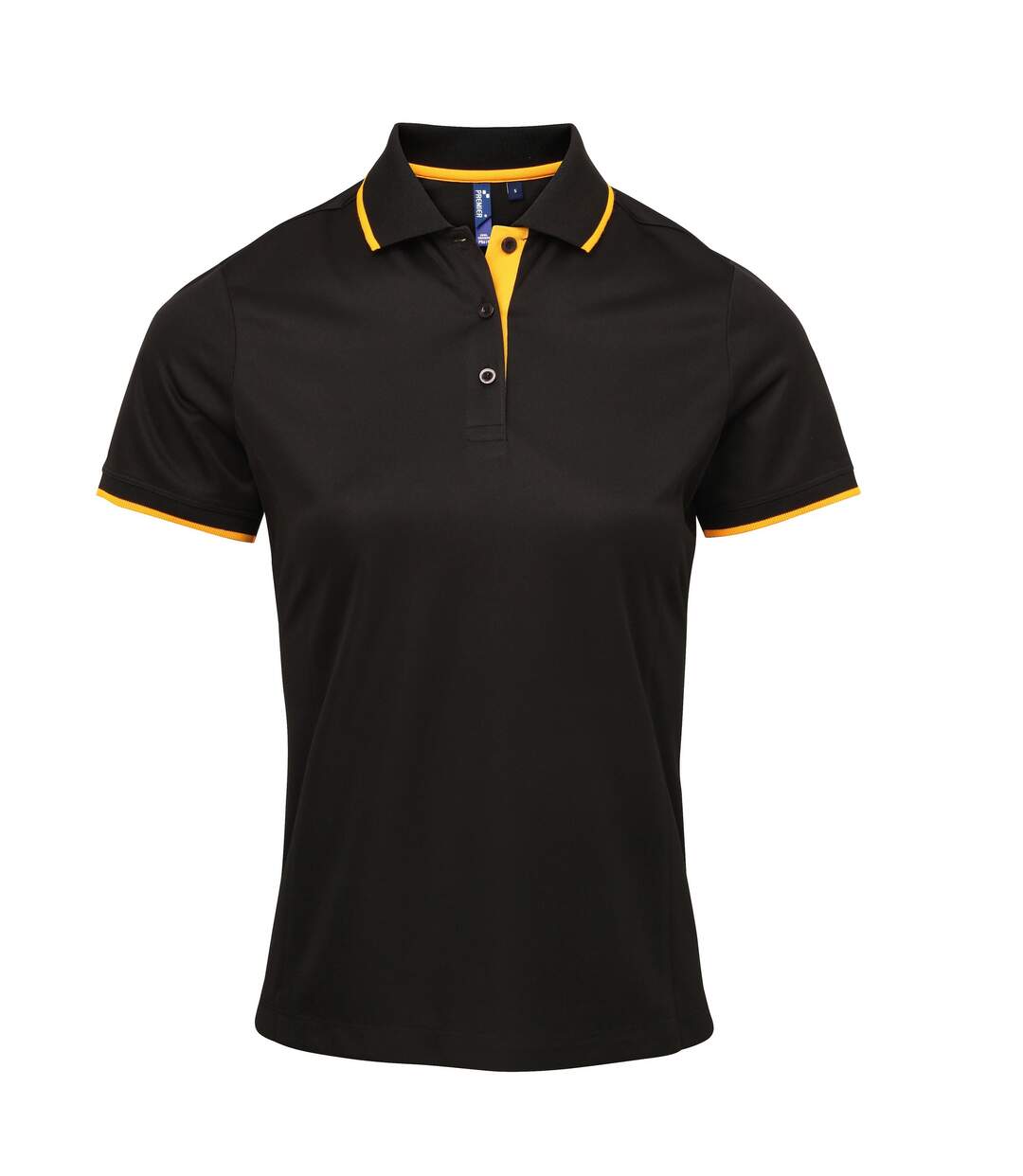 Premier Coolchecker - Polo sport - Femme (Noir/Jaune) - UTRW5519