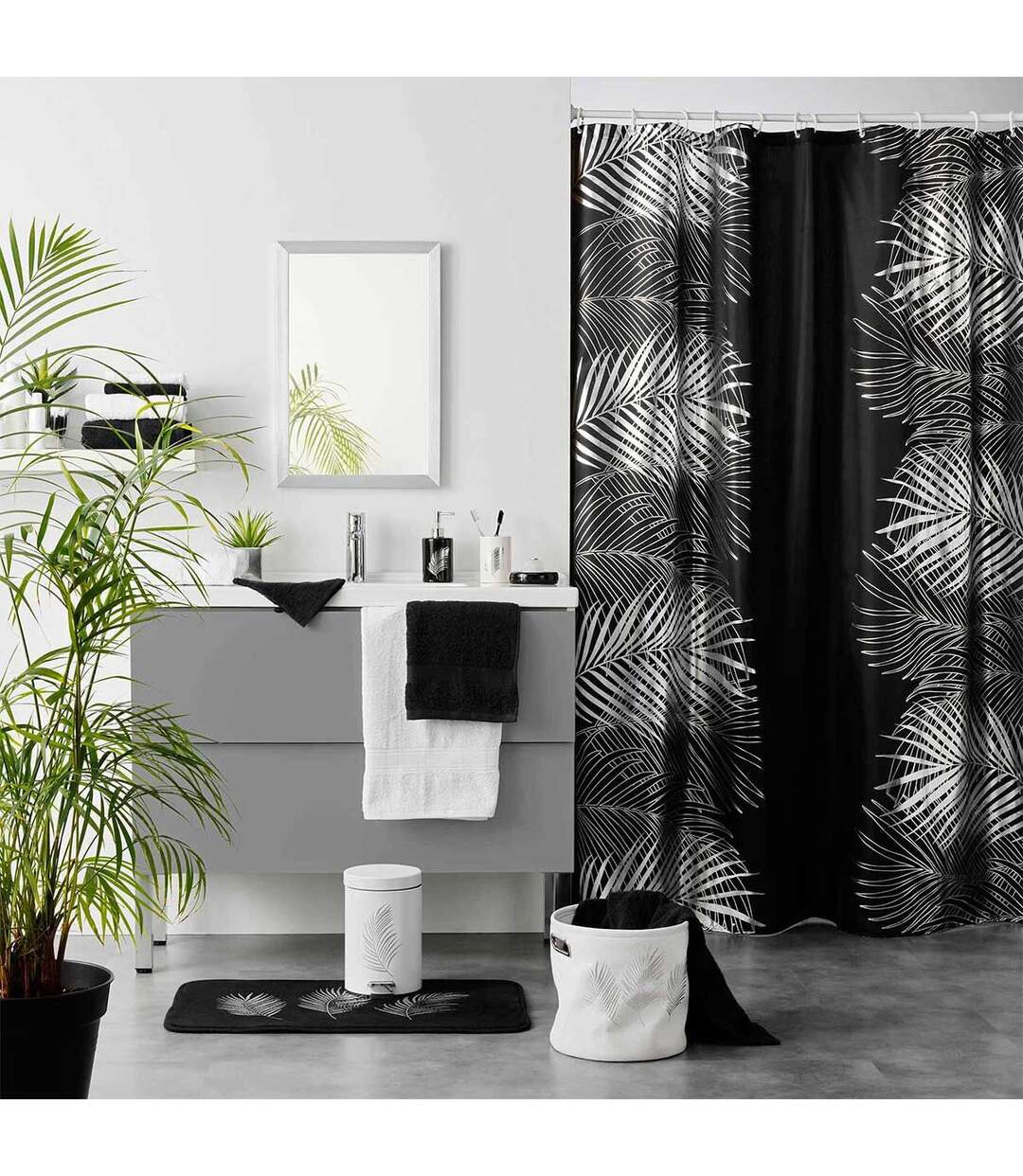 Tapis de Bain Imprimé Orbella 45x75cm Noir & Argent-2