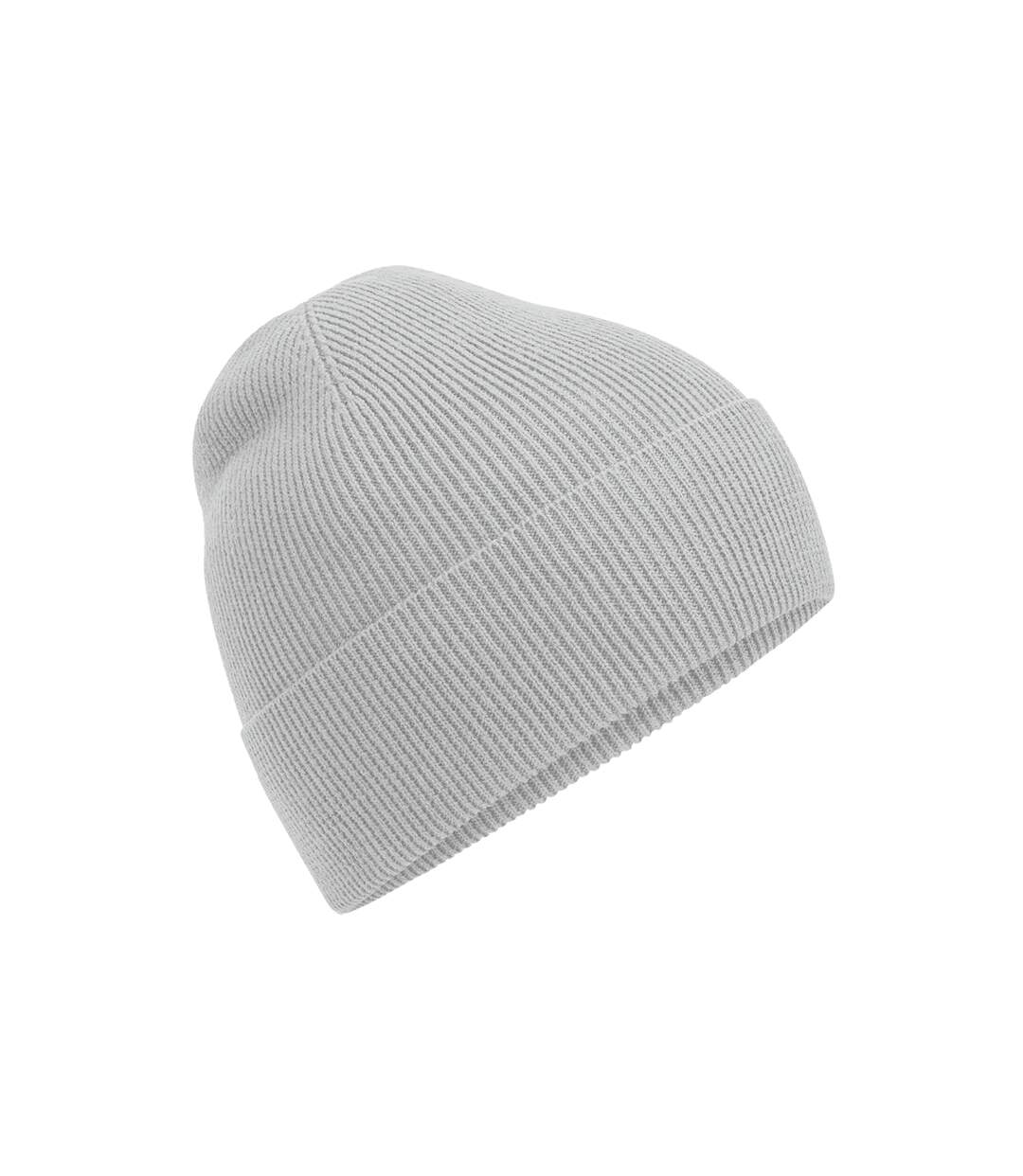 Unisex adult organic cotton fine knit beanie light grey Beechfield-1