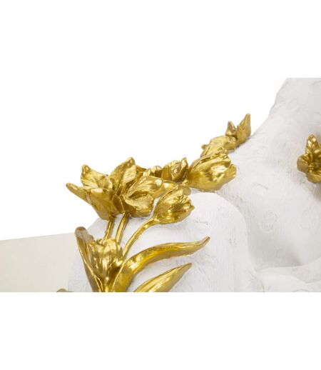 Statue Déco en Résine Léopard Couché 53cm Blanc