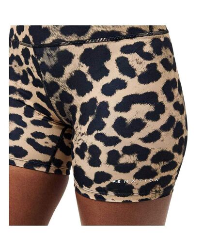Womens/ladies Leopard Print High Waist Running Shorts Leopard PE Nation