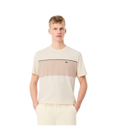T-shirt Motif/style Blocs De Couleurs Homme Beige Lacoste