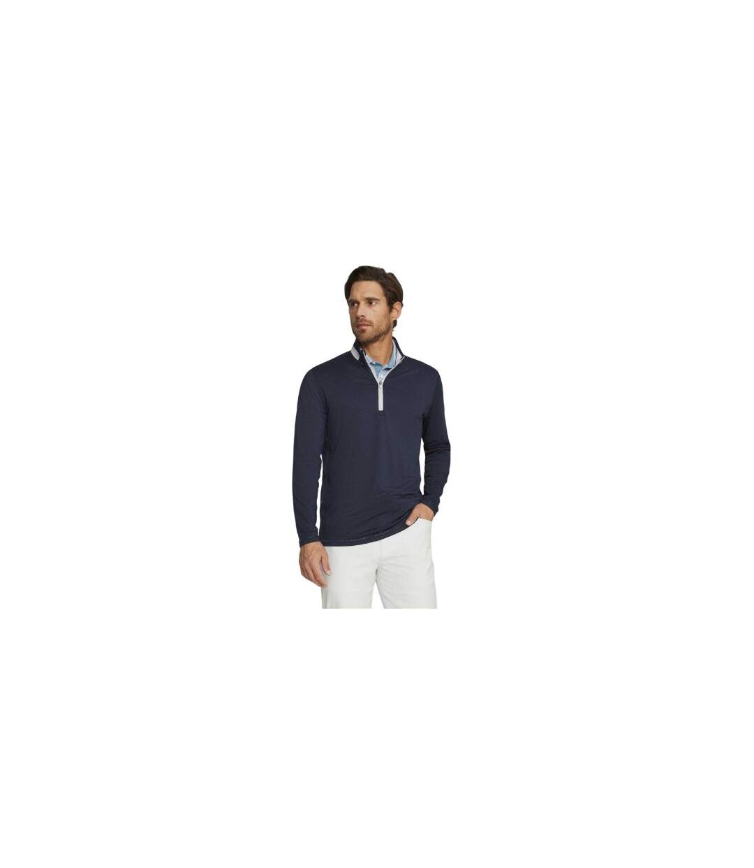 Mens Quarter Zip Jumper Navy Ash Grey Puma-1
